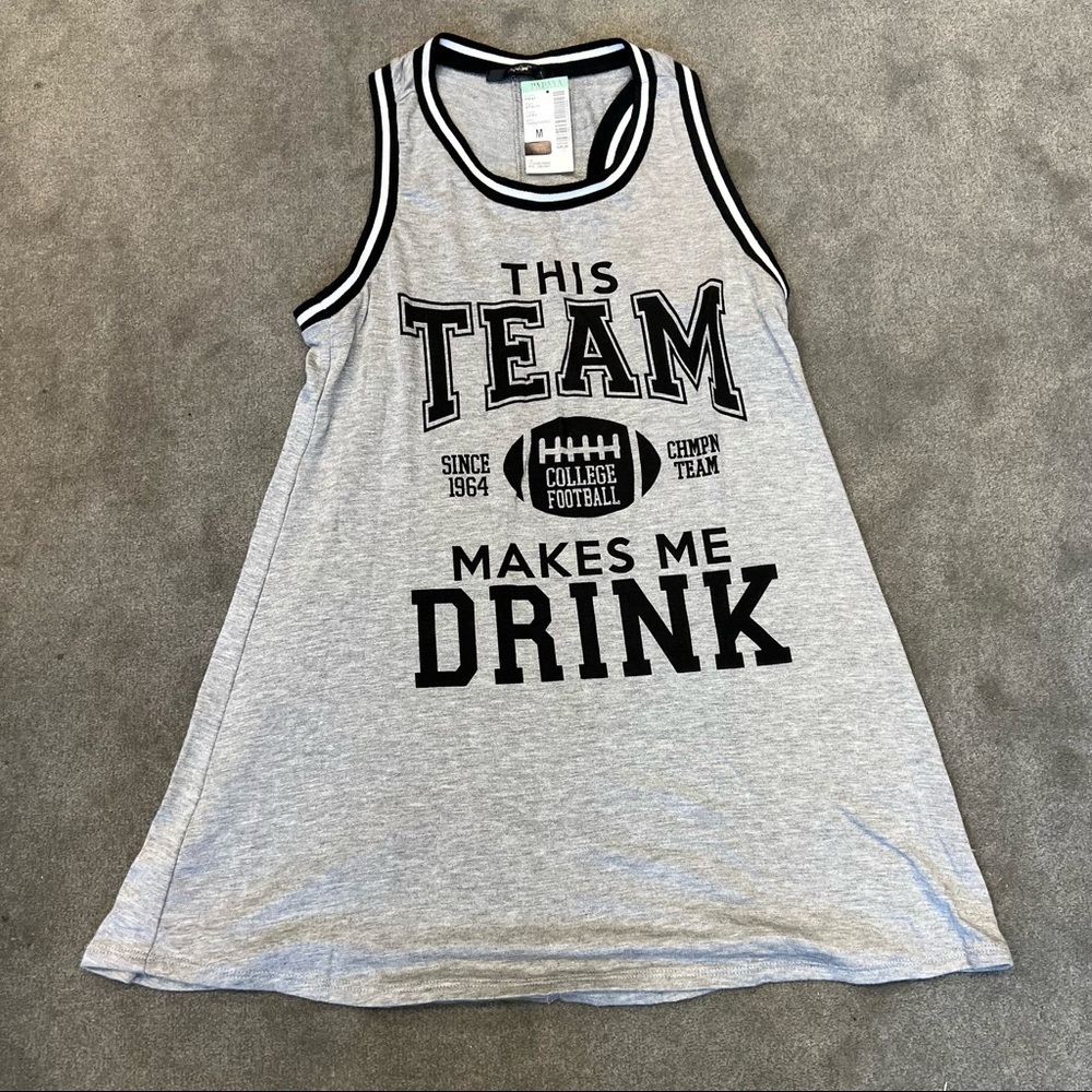 NWT Papaya “this team makes me drink” gray razorback long tank top, M, football - Picture 3 of 9